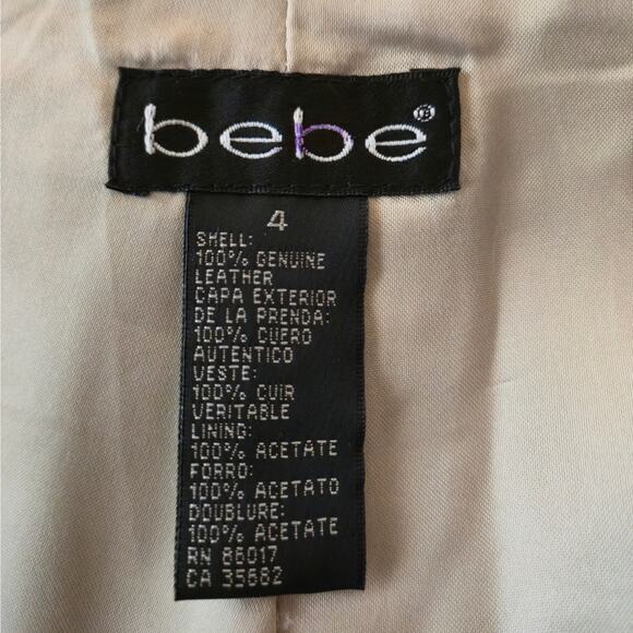 Vintage 90s Bebe Black Genuine Leather Trouser 4 Wide Leg Edgy Classic Wardrobe - Picture 13 of 14